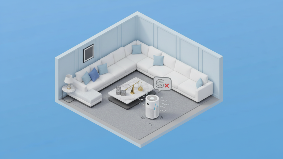 면적보다 작은 공기청정기를 사용 | AI 활용 이미지