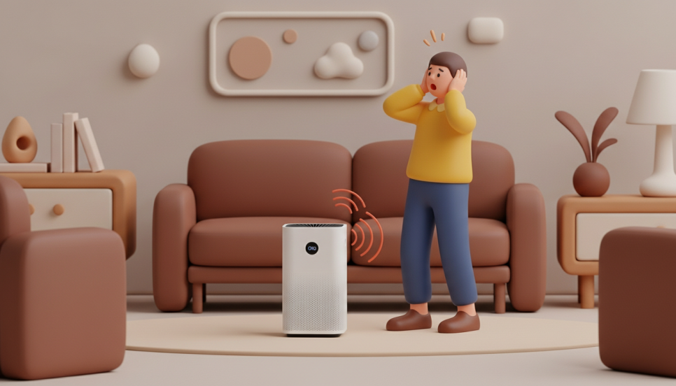 시끄러운 공기청정기 이미지 | AI 활용 이미지