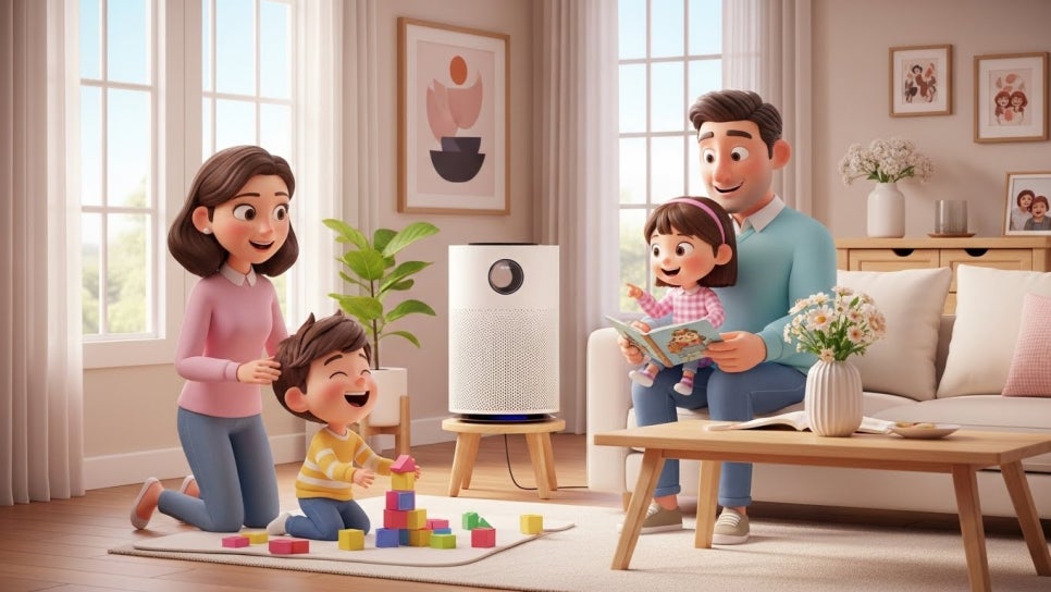 30평 공기청정기로 온 가족 건강 챙기기 | AI 활용 이미지