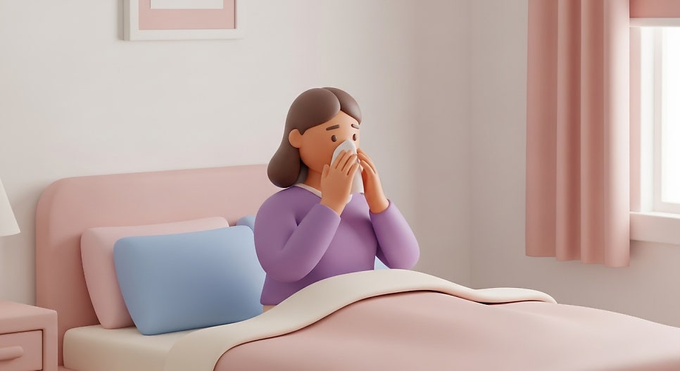 아침마다 코가 꽉 막혀 푸는 모습 | AI 활용 이미지