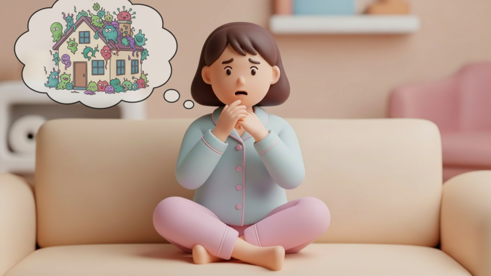 새집증후군을 걱정하는 모습 | AI 활용 이미지