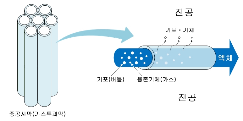 중공사막 필터 구조 | 출처 : 주식회사 디피케이