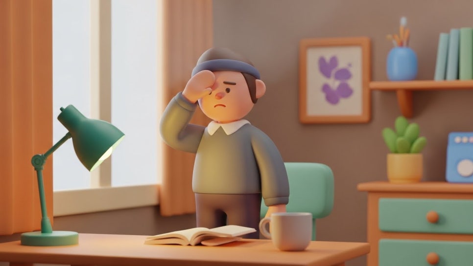 탁한 공기에 피로감을 느끼는 이미지 | AI 활용 이미지