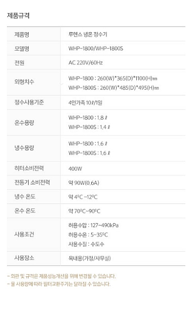 냉온정 정수기 지하수용 (스탠드형)