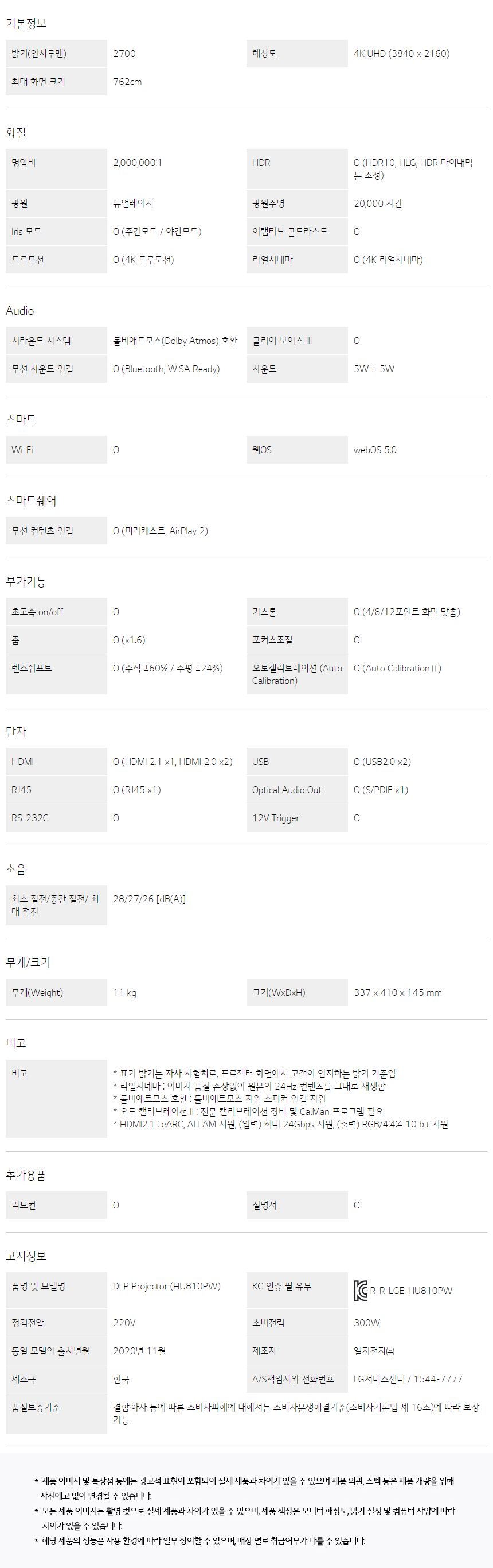 시네빔 레이저 4K 투사형 빔프로젝터 (20년형)