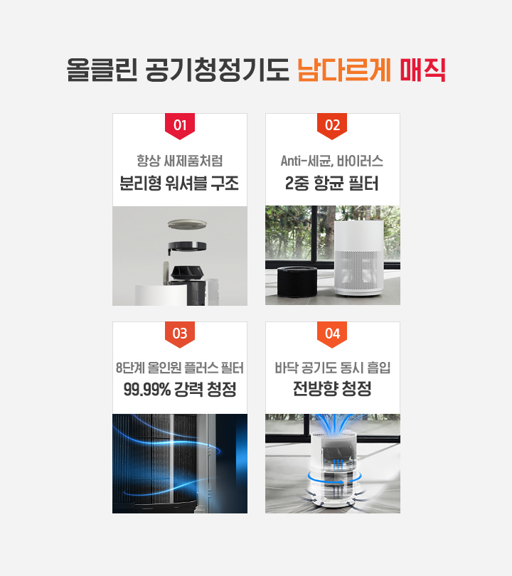 올클린 공기청정기 15평형