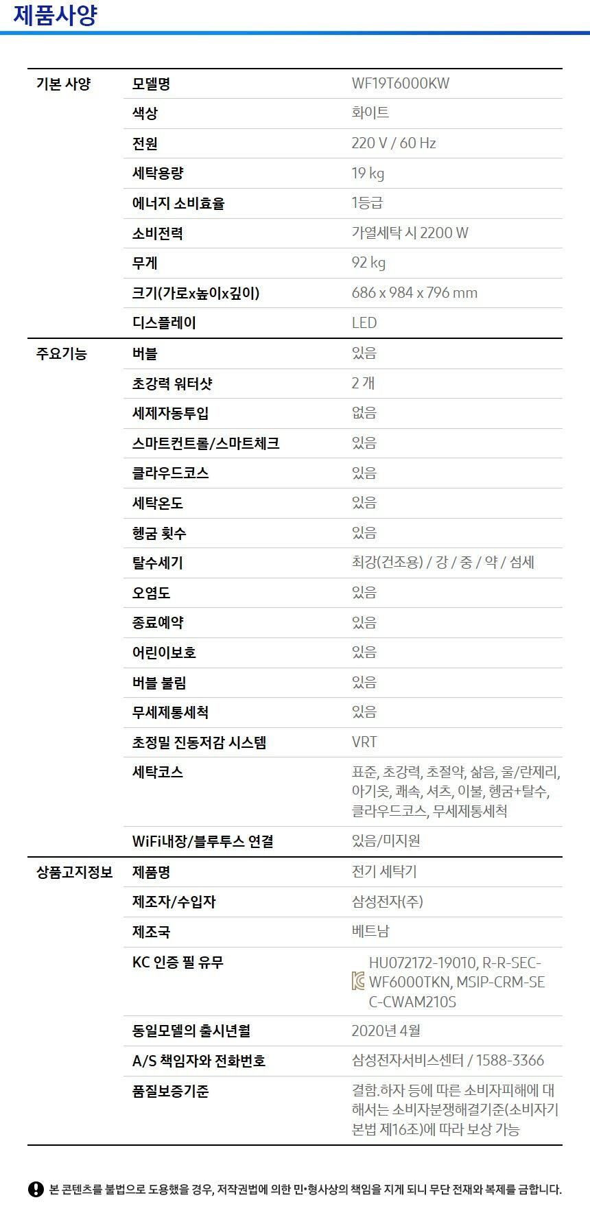 그랑데 세탁기 19kg