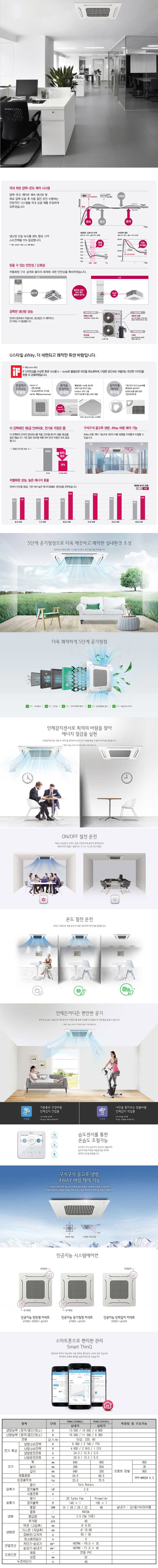 천장형 4way 냉난방기 36평형 (단상, 인버터)