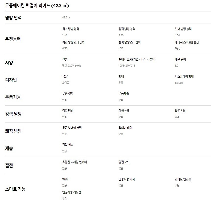 무풍 와이드 벽걸이 에어컨 13평형 (22년형)