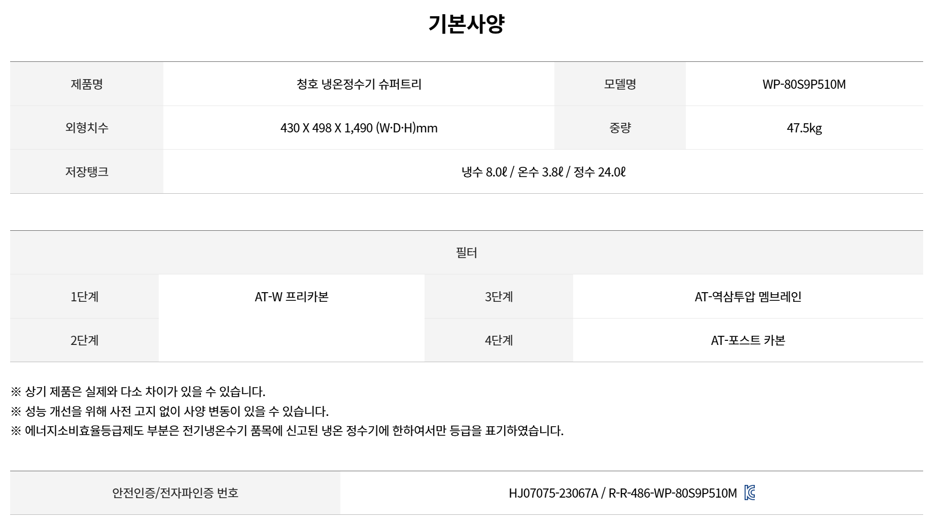 슈퍼트리 냉온정 정수기