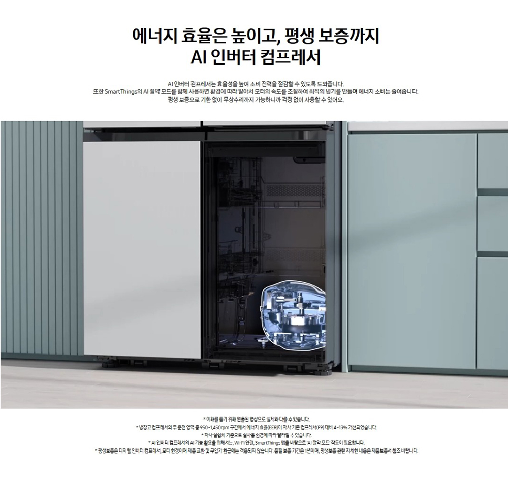 Bespoke AI 하이브리드 4도어 냉장고 901L