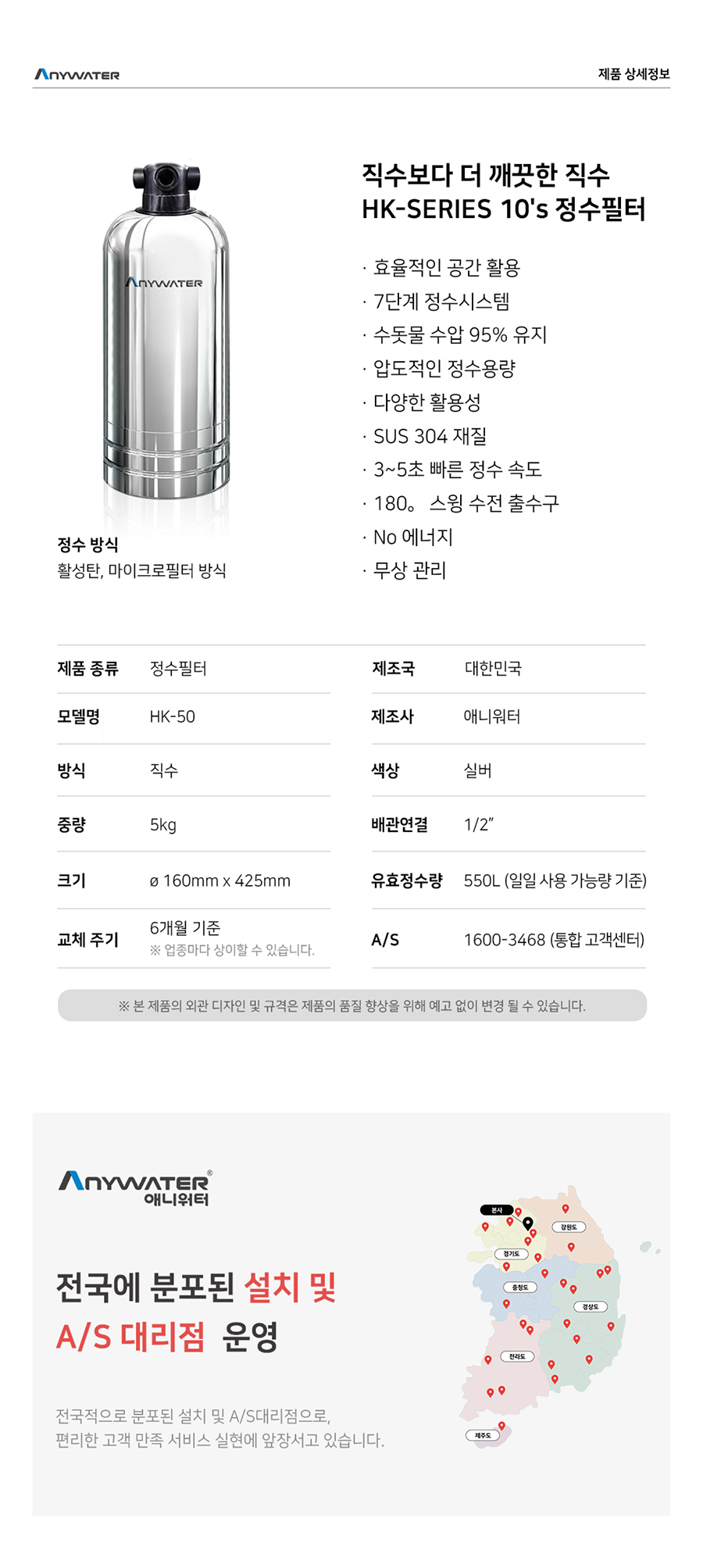 HK-SERIES 10's 정수필터