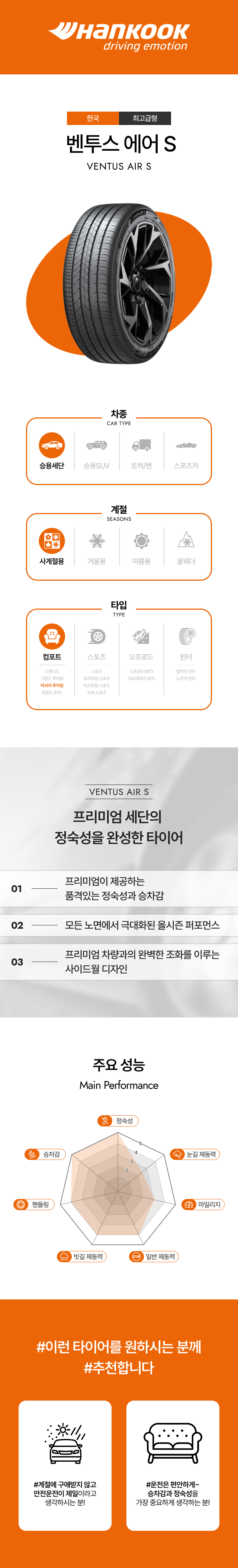 벤투스 에어 S 245/50R18 4개